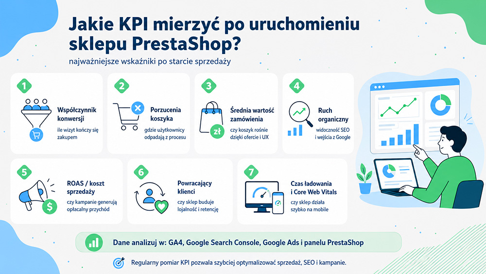 KPI po uruchomieniu sklepu PrestaShop w GA4 SEO i Google Ads